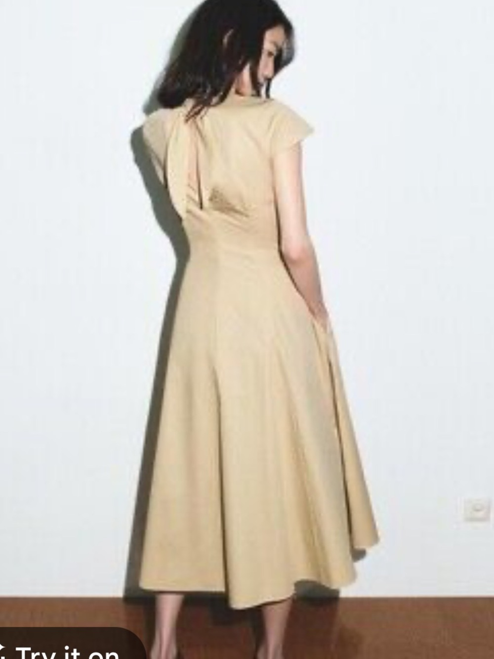 ZARA Beige Maxi Dress with Flowing Skirt